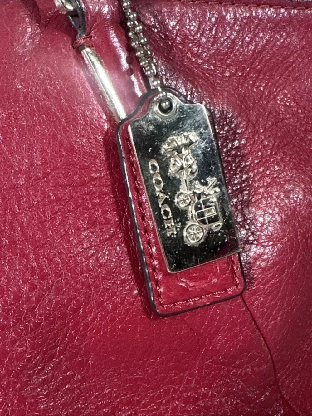 Coach Kelsey Pebbled Leather Red Satchel Crossbody Bag Purse